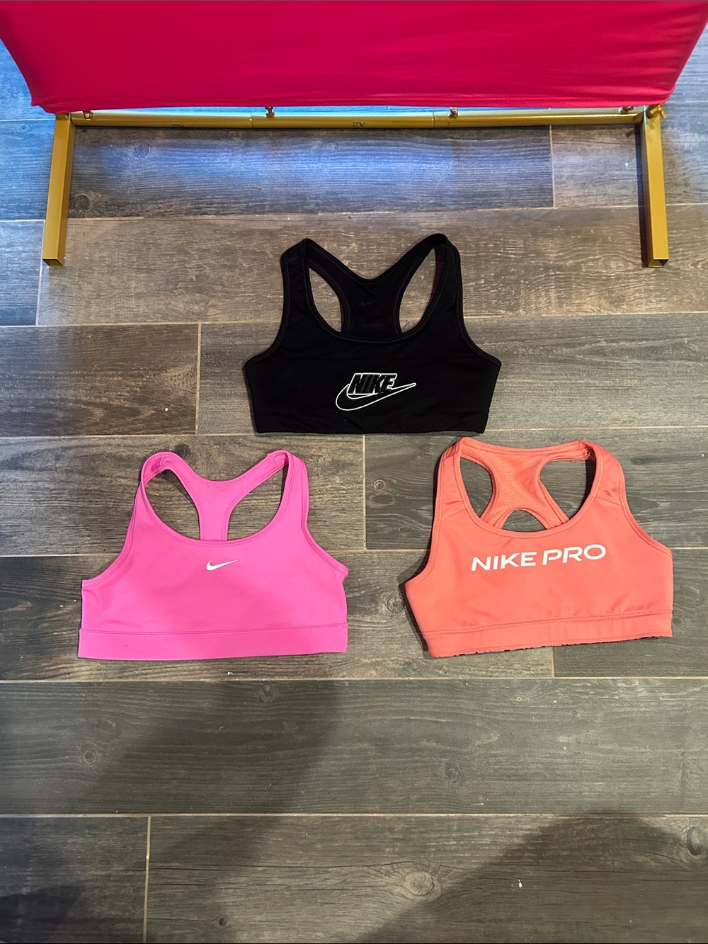 Nike Trio Sports Bras - Black, Pink & Coral